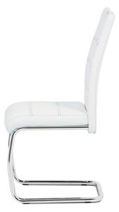 Jídelní židle čalouněná bílou ekokůží s černým prošitím s kovovou konstrukcí HC-481 WT
