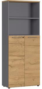 Grafitově šedá dubová kancelářská skříň Germania Agenda 4236 197 x 80 cm