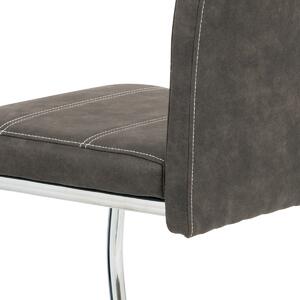 Jídelní židle čalouněná antracitovou látkou s bílým prošitím s kovovou konstrukcí HC-483 GREY3