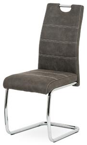 Jídelní židle čalouněná antracitovou látkou s bílým prošitím s kovovou konstrukcí HC-483 GREY3