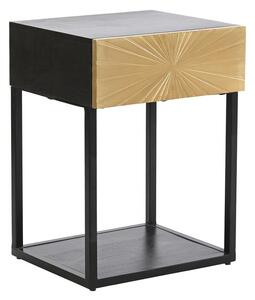 DKD Home Decor Zlatý noční stolek 35 x 40 x 55 cm Černý Kov Dřevo