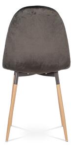 Jídelní židle, šedá látka samet, kov buk CT-622 GREY4