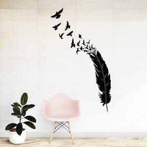 Peříčko s ptáky - vinylová samolepka na zeď - 150x45cm