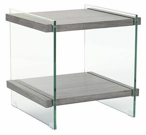 DKD Home Decor Noční stolek s tvrzeným sklem a MDF (50 x 50 x 49 cm)