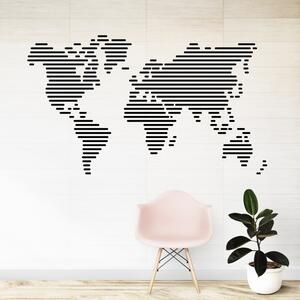 Mapa světa čáry - vinylová samolepka na zeď - 85x49cm