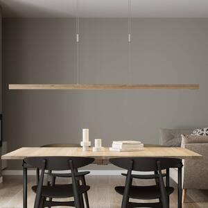 Quitani LED závěsné světlo Nora, dub přírodní, délka 158 cm, stmívatelný, Světlé dřevo, Obývací pokoj / jídelna, Dřevo, Moderní