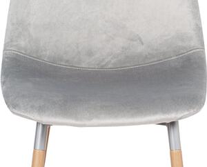 Jídelní židle, stříbrná látka samet, kov buk