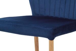 Jídelní židle - modrá sametová látka, kovová podnož, 3D dekor dub CT-614 BLUE4