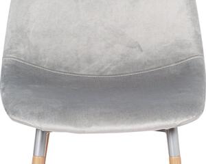 Jídelní židle, stříbrná látka samet, kov buk