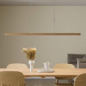 Quitani LED závěsné světlo Nora, dub přírodní, délka 118 cm, stmívatelný, Světlé dřevo, Obývací pokoj / jídelna, Dřevo, Moderní