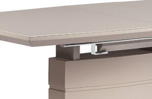 Rozkládací jídelní stůl HT-440 CAP 140+40x80 cm, vysoký lesk cappuccino + sklo