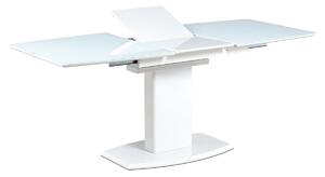 Jídelní stůl AT-4012 WT 140+40x80 cm, vysoký lesk bílý + sklo