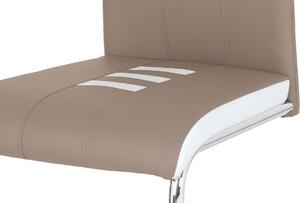 Jídelní židle ekokůže cappucino / bílá, chrom DCL-961 CAP