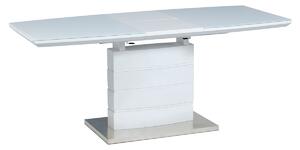 Rozkládací jídelní stůl 140x80 cm nerez a bílé sklo HT-440 WT