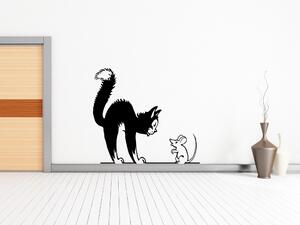 Kočka a myš - Samolepka na zeď - 100x90cm