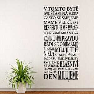 Rodina v tomto bytě - vinylová samolepka na zeď - 100x46cm
