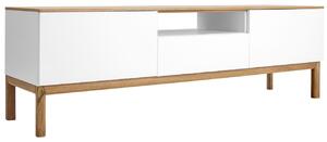 Matně bílý lakovaný TV stolek Tenzo Patch 179 x 47 cm s dubovou deskou