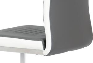 Jídelní židle koženka šedá s bílými boky DCL-406 GREY