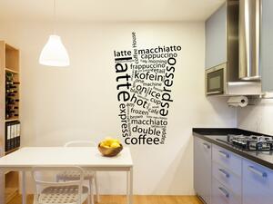 Káva dekor - Samolepka na zeď - 100x60cm