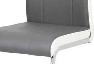 Jídelní židle koženka šedá s bílými boky DCL-406 GREY