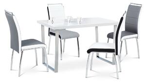 Jídelní židle, koženka šedá/bílý bok, madlo, chrom DCL-403 GREY