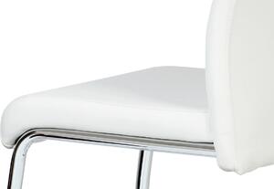 Jídelní židle chrom a potah bílá ekokůže DCL-418 WT