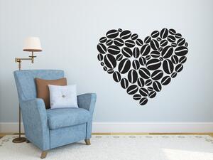 Kávové srdce - Samolepka na zeď - 59x50cm