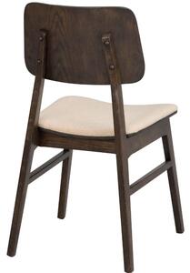 Tmavě hnědá dubová jídelní židle s látkovým sedákem ROWICO NAGANO