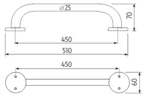 Nimco Uni madlo do koupelny a WC 450x25 mm BM 7335-18