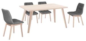Tempo Kondela Jídelní sestava Galio, stůl + 4 židle, buk/šedá
