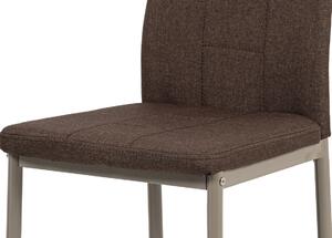 Jídelní židle, hnědá látka, kov cappuccino lesk DCL-393 BR2