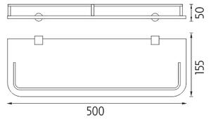 Police do koupelny skleněná s ohrádkou, matné sklo, úchyty chrom, 50 cm NIMCO BORMO BR 11091AX-50-26