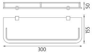 Police do koupelny skleněná s ohrádkou, matné sklo, úchyty chrom, 30 cm NIMCO BORMO BR 11091AX-30-26