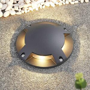 Lindby LED podlahové bodové svítidlo Cormac, 4 světla, Ø 21 cm, IP67, Černá, Hliník, Moderní