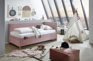 Dětská postel Loop 90 x 200 cm s úložným prostorem růžová