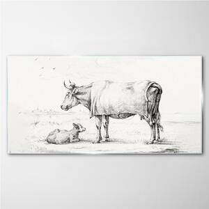 Obraz na skle Obraz na skle Kreslení zvířat kráva tele