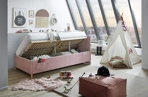 Dětská postel Loop 90 x 200 cm s bočnicí a úložným prostorem béžová