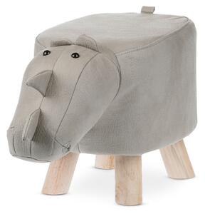 AUTRONIC Taburet - nosorožec, potah světle šedá látka v dekoru kůže, nohy kaučukovník