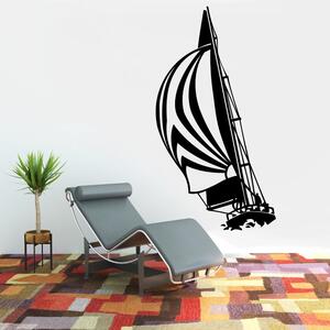Plachetnice na vlnách - vinylová samolepka na zeď - 80x43cm