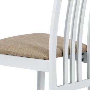 Jídelní židle masiv buk, barva bílá, potah béžový BC-2482 WT