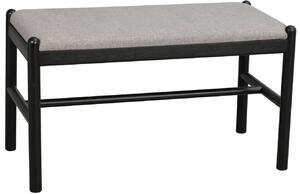 Černá dubová lavice ROWICO MILFORD 80 cm s látkovým sedákem