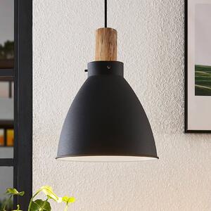 Závěsné svítidlo Lindby Trebale, E27, Ø 28 cm, černá, dřevo