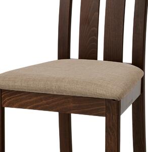 Jídelní židle dřevěná dekor ořech a potah béžová látka BC-2602 WAL