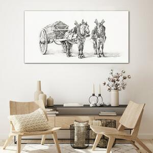 Obraz na skle Obraz na skle Kreslení zvířat koně vozík