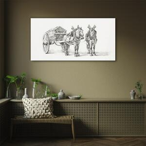 Obraz na skle Obraz na skle Kreslení zvířat koně vozík