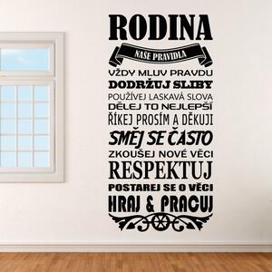 Pravidla rodiny - vinylová samolepka na zeď - 150x72cm