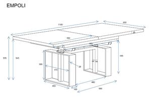 Konferenční stolek rozkládací a zvedací EMPOLI 65x110/170 - stirling