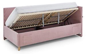 Dětská postel Loop 120 x 200 cm s bočnicí a úložným prostorem růžová