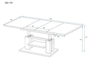 Konferenční stolek rozkládací a zvedací ISO 65x110/170