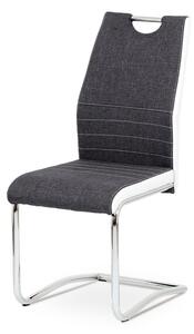Jídelní židle chrom a šedá látka s bílou ekokůží DCL-444 GREY2